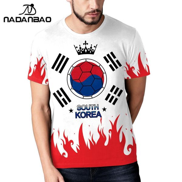 Autres articles de sport NADANBAO Corée du Sud Équipe de football T-shirts imprimés O-Neck Short Sleeve Supporter Jersey Summer 3D Print Soccer Top Tee Vêtements 230621