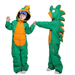 Altri articoli sportivi Altri articoli sportivi Set da sci per bambini Inverno all'aperto Cartoon Snowsuit Dinosauro Salopette da sci Tute Impermeabili Antivento Abbigliamento da neve Skisu