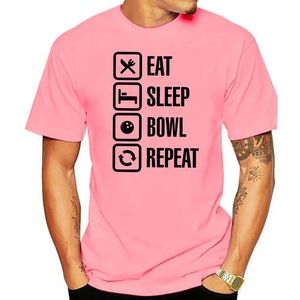 Andere sportartikelen Oversized Eat Sleep Bowl Repeat Bowling Tee Op maat bedrukt T-shirt van puur katoen met ronde hals, korte mouwen voor heren 231213