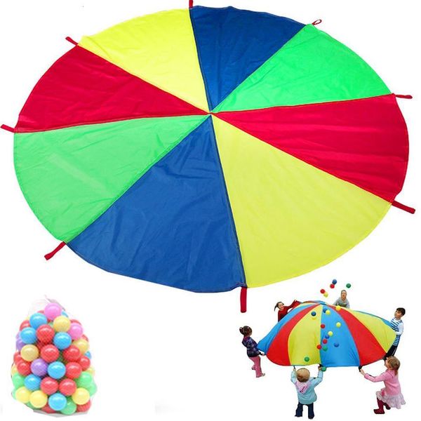 Otros artículos deportivos Juego de paracaídas Juguete con asas Juego de equipo al aire libre Entrenamiento de desarrollo de paraguas impermeable para niños Arco iris 230704