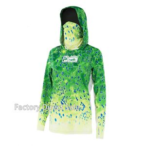 Autres articles de sport PELAGIC Été Coloré Dégradé Pêche À Capuche Vêtements Masque Visage Femmes Hauts À Manches Longues Jersey Protection UV 50 Chemise De Pêche 230617