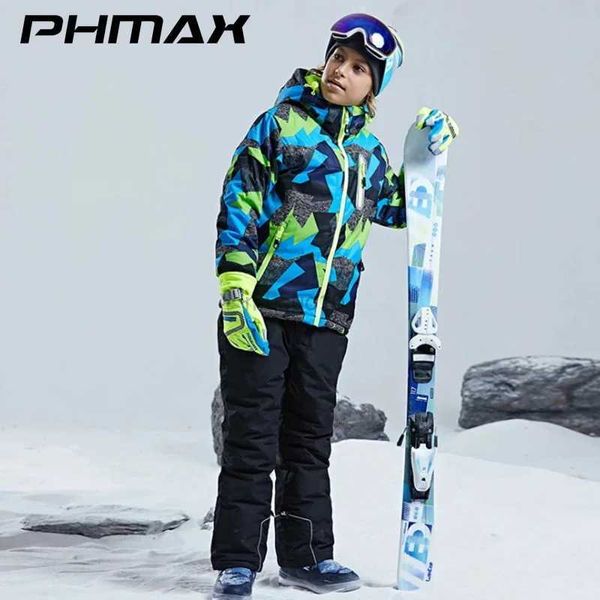 Otros artículos deportivos PHMAX Chaqueta de esquí impermeable y cálida para niños, mono de esquí para niños, chaqueta de Snowboard de invierno 2022, pantalones de nieve para exteriores para niños y niñas, trajes HKD231106
