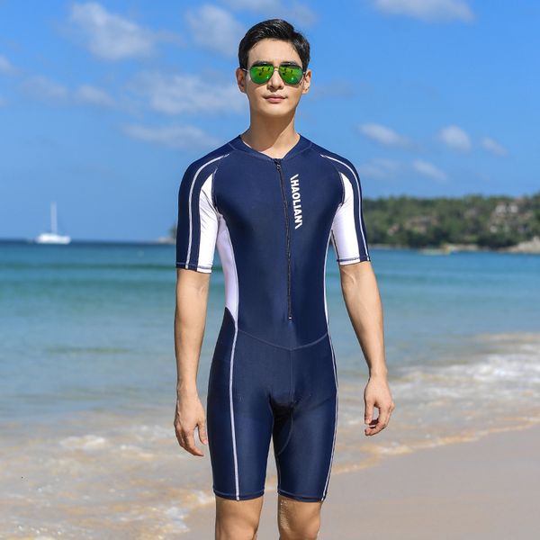 Autres articles de sport Plus la taille à manches courtes Rash Guard hommes fermeture à glissière avant combinaison natation plongée en apnée surf maillot de bain plongée libre combinaisons de corps maillots de bain 230720