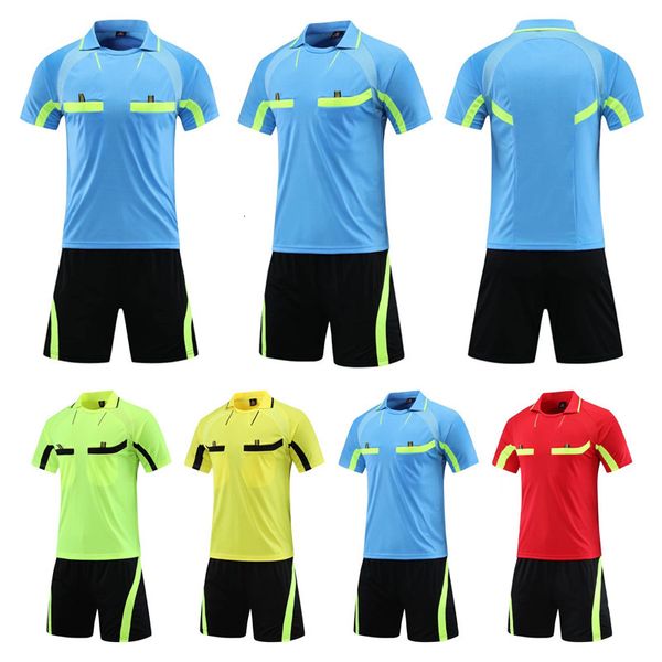 Autres articles de sport Ensemble de maillot de football pour arbitre professionnel Uniforme de football pour adultes Col rabattu Chemise de juge Poches Shorts Costume d'arbitre 230803