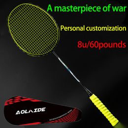 Andere sportartikelen Professionele ultralicht 8U volledige koolstof badminton racket volwassen duurzaam en aanstootgevend single s 230816