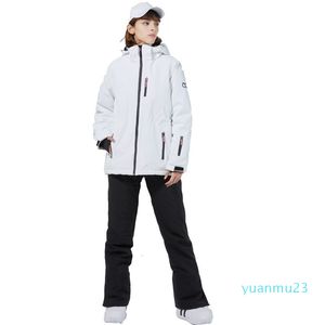 Autres articles de sport Vestes de ski blanc pur Strap Pant's Snow Wear Vêtements Costume de snowboard Ensembles Costume d'hiver coupe-vent imperméable pour fille