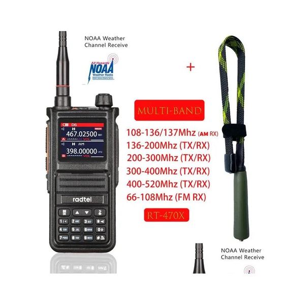 Otros artículos deportivos Radtel Rt470X Mtibands Ham Walkietalkies 256Ch Banda aérea Estación de radio bidireccional Aviación Noaa Transceptor marino Pt OT5Mx