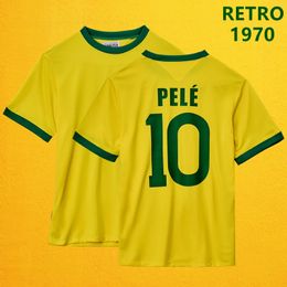 Andere sportartikelen RETRO 1970 BRAZIL PELE MEN'S FOOTBALL SHIRT VOETBALJERSEY TEAM MAILLOT FOOT DE TIME CAMISETA TRIKOT FUSSBALL UNIFORM 231030