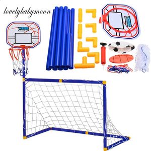 Andere sportartikelen s 2 in 1 Buitensporten Voetbaldoel voor kinderen Jongens Voetbalspeelgoed Minibasketbal Kinderen Basketbalring Oefenaccessoires 231116