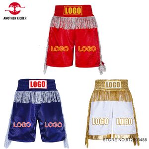 Andere sportartikelen Satijn Muay Thai Shorts Custom Kickboxing Fight Pants Tassel Boxing Shorts Dames Heren Kinderen MMA Combat Crossfit Kleding Aangepast 230621