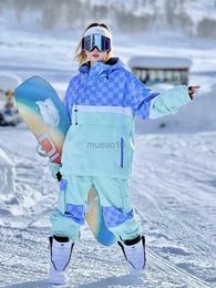 Autres articles de sport Searipe Combinaison de ski chaude pour femme à capuche surdimensionnée imperméable coupe-vent veste de snowboard pour femmes vêtements de plein air 1700g HKD231106