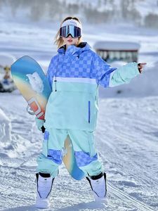 Autres articles de sport Searipe Combinaison de ski chaude pour femmes à capuche surdimensionnée imperméable coupe-vent veste de snowboard pour femmes vêtements de plein air 1700g 231017