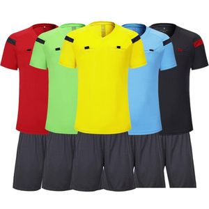 Andere sportartikelen Shinestone voetbalshirt Professionele heren Scheidsrechtersuniform Thaise shorts Sets Voetbal trainingspakken 230907 Drop Delive Otob3