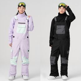 Autres articles de sport Pantalons de ski Macaron Couleur Snowboard Pantalons de ski Coupe-vent Imperméable Onepiece Patchwork Hommes Femmes Sports de plein air Bib 230726