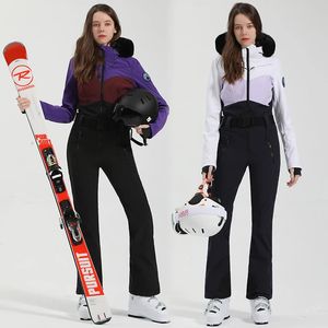 Autres articles de sport Costumes de ski Combinaison de ski d'hiver Femmes Ceinture mince Veste de snowboard en plein air chaude Coupe-vent Combinaisons imperméables Ensemble de ski 231205