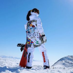 Autres articles de sport Costume de neige hiver surdimensionné costume de ski hommes femmes chaud coupe-vent imperméable veste de ski pantalon de ski détachable ski snowboard ensemble 231005