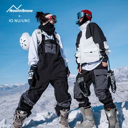 Autres articles de sport Snowboard Pantalon de ski Coupe-vent Hiver SnowboarContrast Salopette Dos Bretelles Allinone Hommes Femmes Ski en plein air 230726