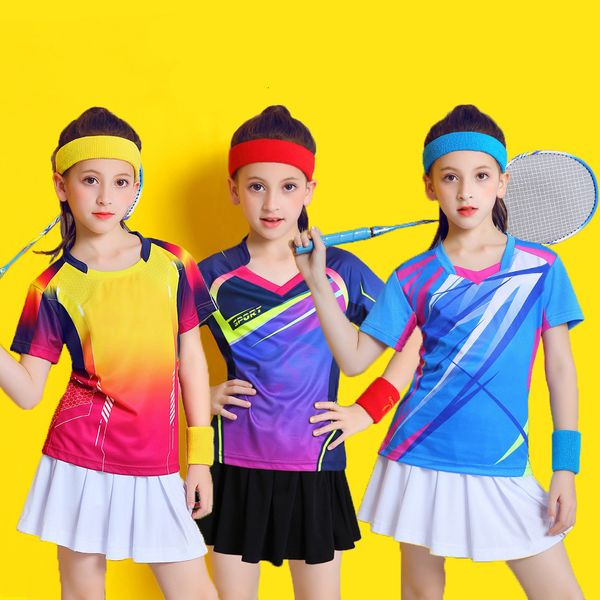 Otros artículos deportivos Deportes Traje de bádminton para niños Camisas de manga corta Camisa de tenis de mesa para niñas Falda Ropa de ping pong Kits de voleibol para niños camiseta 230808