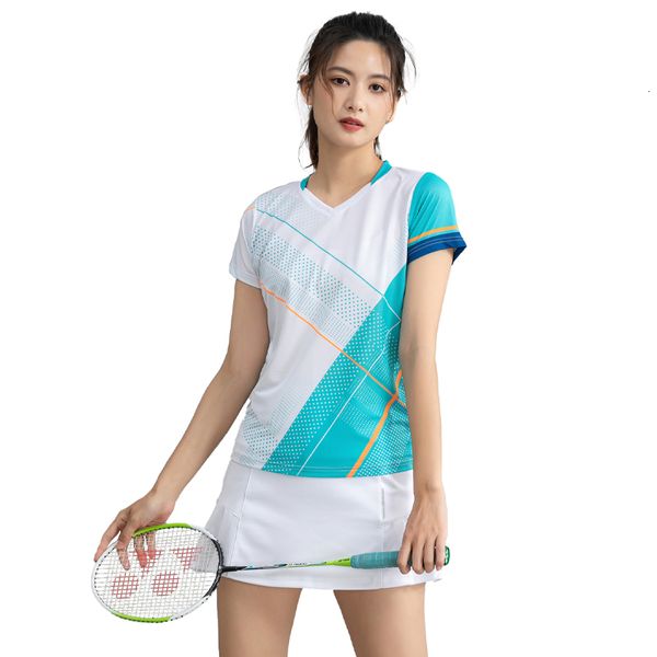 Autres articles de sport Style Badminton Tennis Chemises Femmes Table personnalisée Impression 3D Séchage rapide Course à manches courtes Polyester Yoga Formation Gym Tee 230919