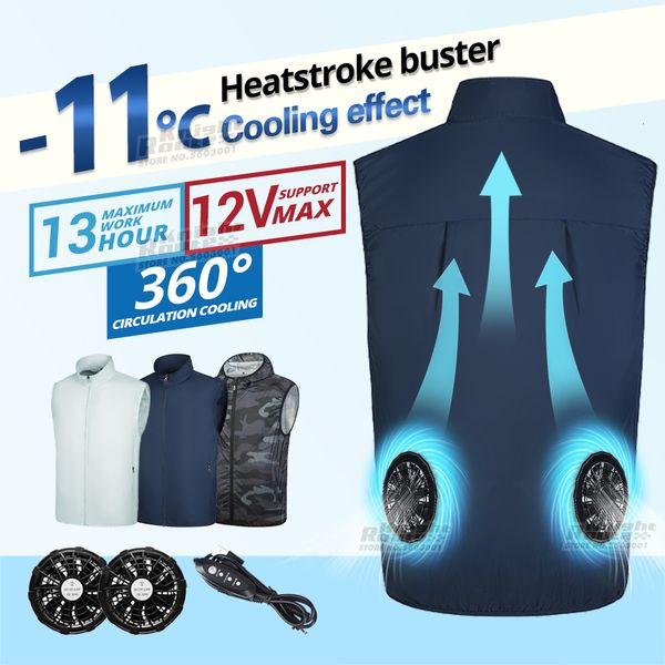 Otros artículos deportivos Chaleco de ventilador de verano para hombres y mujeres Camping Carga USB Aire acondicionado Ropa Refrigeración para trabajo a alta temperatura 2023 230605