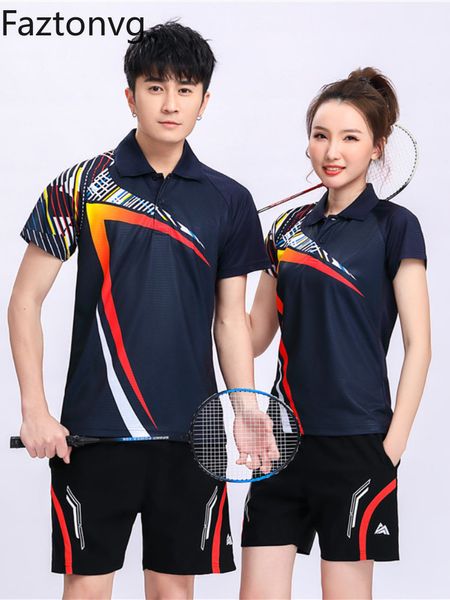 Autres articles de sport Été Tennis T-shirt Vêtements de badminton Manches courtes Respirant Slim Top Hommes Col rabattu Table Workout Shirt 230704