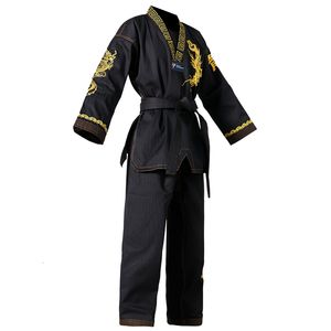 Andere sportartikelen Taekwondo Master Dobok Ultralight WT Fighter Polyester Pak Black Martial Arts GI met voortreffelijk borduurwerk 230309