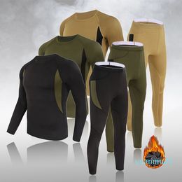 Andere sportartikelen Thermisch ondergoed Mannen Sport Thermoshirt Compressiekleding Dikker Warm Skipak Leggings Gym Fitness Oefening