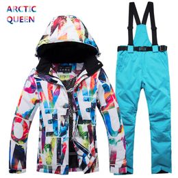 Autres articles de sport Combinaison de ski épaisse et chaude pour femmes Imperméable Coupe-vent Ski et snowboard Veste Pantalon Ensemble Femme Costumes de neige Vêtements de plein air 230729