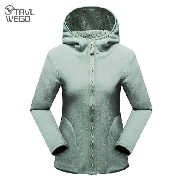 Autres articles de sport TRVLWEGO Femmes Camping Veste légère chaude polaire à capuche FullZip thermique vêtements d'extérieur course randonnée voyage manteau décontracté 231006