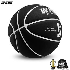 Autres articles de sport WADE 7 Noir PU Absorbant l'humidité en cuir suédé Ballon de basket-ball original pour adulte intérieur extérieur 231114