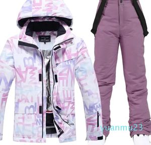 Other Sporting Goods Waterproof Snow Suit Sets for Women Snowboarding Clothing Ski Costumes Winter Wear Jacket Strap Pant Girl Colors