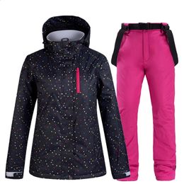 Autres articles de sport Hiver Femmes Ski Costume Thermique Veste Pantalon Set Coupe-vent imperméable Snowboard Femme Ski Costumes Manteau de neige 231109