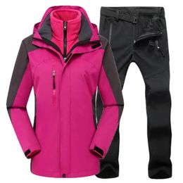 Andere sportartikelen Wonen 3in1 Winter Waterdicht Windjack Fleecebroek Skiën Hoodie Jassen Pak Outdoor Kap Kamperen Wandelen Klimbroek 231123