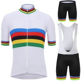 Autres Articles de Sport Champion du Monde Maillot Cyclisme Ensemble Blanc Pro Vêtements Vélo De Route Costume Vélo Cuissard VTT Uniforme Maillot Culotte 230626
