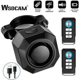 Autres articles de sport Wsdcam Alarme de vélo rechargeable USB Alarmes de sécurité antivol pour télécommande sans fil Moto Vélo Avertissement Bell 231109