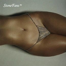 Otros StoneFans est Body Chain Jewelry Simple Cintura Redonda Linda Sexy Bikini Ropa interior Belly Chain Crystal Thong para mujeres 221008