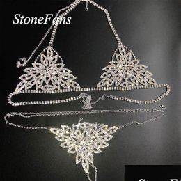 Autres Stonefans Sexy Righestone Body Challe Harness Jewelry for Women Charm Bling Bikini Bralette Underwear Jewelry241W Drop Livrot Dhxvg