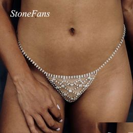 Altri Stonefans Vita sexy Catena per il corpo Biancheria intima di cristallo Gioielli per le donne Maglia con strass Perizoma Bikini Mutandine Lingerie Valentine Gi Dhntb