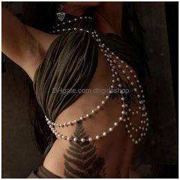 Otros Stonefans Y Bead Body Chain Bra Collar Ropa interior Joyería Moda Mujeres Mtilayer Bikini Pecho Playa Regalos Drop Entrega DHRBW