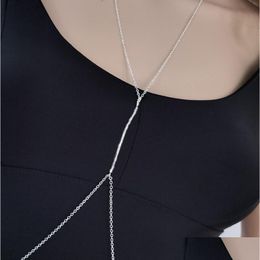 Otro Summer Beach Y Body Chain Necklace Gold Elegant Crystal Rhinestone Crossover Cintura Cadenas para el vientre Boho Jewelry Drop Delivery Dh8Hl