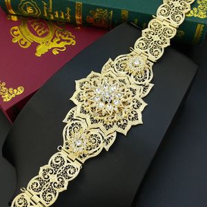 Sunspicems Gouden Kleur Marokkaanse Caftan Riem Voor Vrouwen Jurk Taille Ketting Riem Arabische Bruid Bruiloft Sieraden Gewaad Sjerp Body Chain 231128