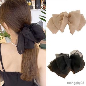 Andere Super Oversized Boog Haarspeld Chiffon Strik Lint Haar Clip Nieuwe Dame Bruiloft Meisjes Lente Accessoire voor Vrouwen R230608