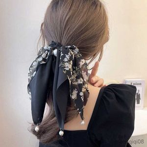 Otro Dulce Verano Floral Bowknot Scrunchies Cinta larga Lazos para el cabello Cuerda Mujeres Niñas Bandas elásticas Accesorios Cola de caballo Bufanda R230608