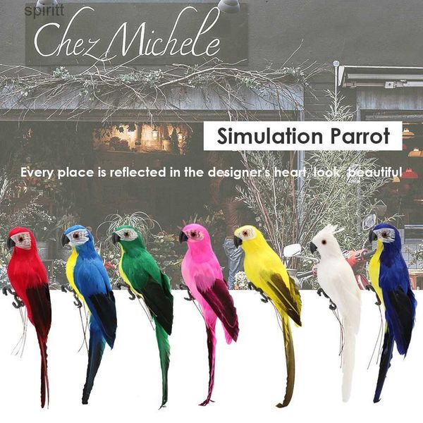 Autres accessoires de décoration de table 1pc main mousse plume artificielle perroquet imitation oiseau modèle figurine oiseaux maison ornement jardin YQ240129