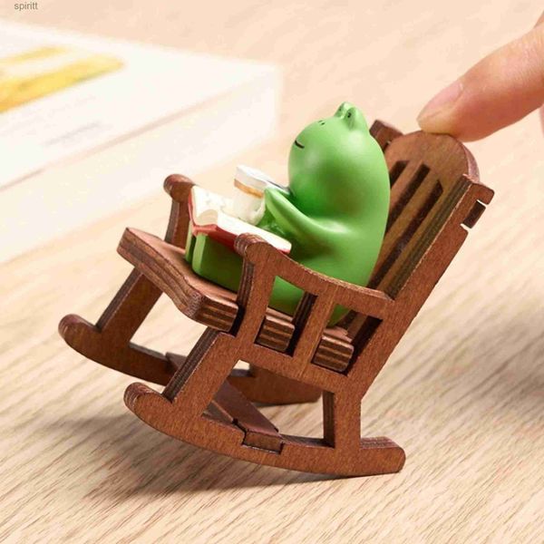 Autres accessoires de décoration de table 2PC Frog Rocker Chair Mignon Japonais Guérison Petit Bureau Bureau Centre De Voiture Contrôle YQ240129