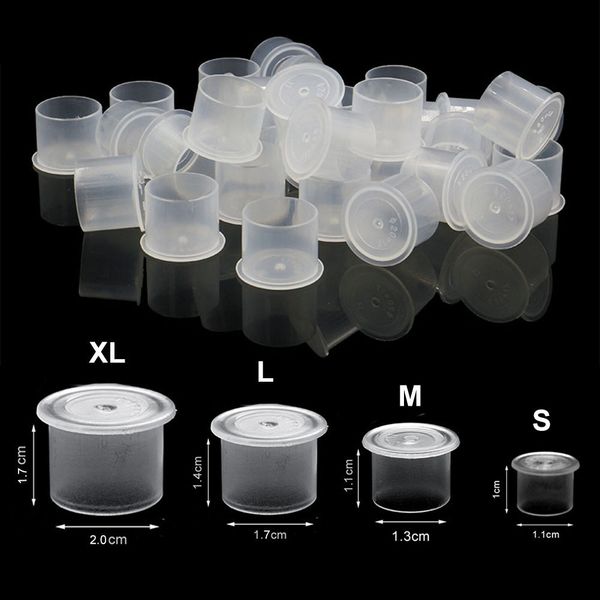 Autres fournitures de tatouage 500 1000pcs S M L XL Jetable Microblading Encre En Plastique Tasses Accessoires Clear Holder Container Caps 230616