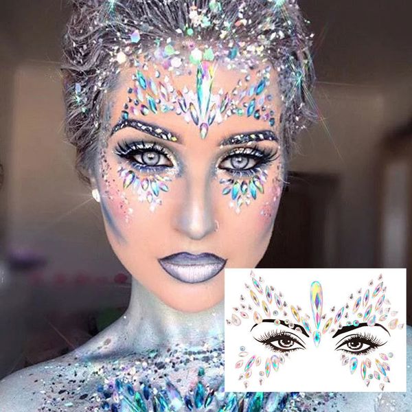 Autres fournitures de tatouage Autocollants du festival de visage 3D Diamant Diamond Tattoo Tattoo Kids Show Makeup Halloween Party Diy Face Bijoux Tatoo Decoration 230919