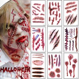 Andere tattoo-benodigdheden Halloween Sticker Horror Series Small Arm Waterproof Scar Face 230921