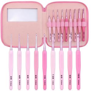 Overige TLKKUE Haaknaalden Set Roze Kleur Plastic Handvat Breien Naalden Voor Haken Breien DIY Naaien Accessoires Gereedschappen 231110