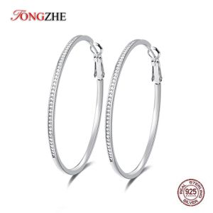 Otros Tongzhe Trendy Real Sterling Sier Hie Big Hoop Pendientes para mujeres Pendientes de oro amarillo Boho Jewelry Factory al por mayor